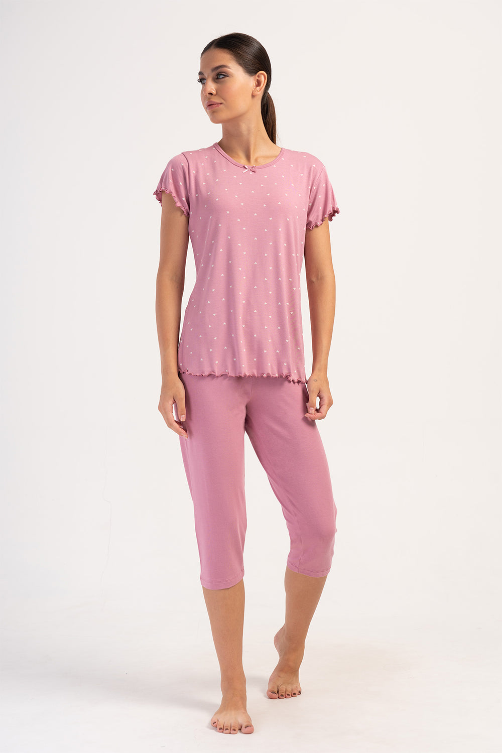 KADIN VISCON KISA KOL KAPRI TAKIM 404011 - Vienetta1.GrupPEMBE