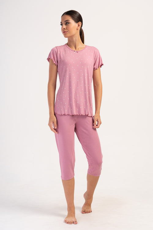 KADIN VISCON KISA KOL KAPRI TAKIM 404011 - Vienetta1.GrupPEMBE