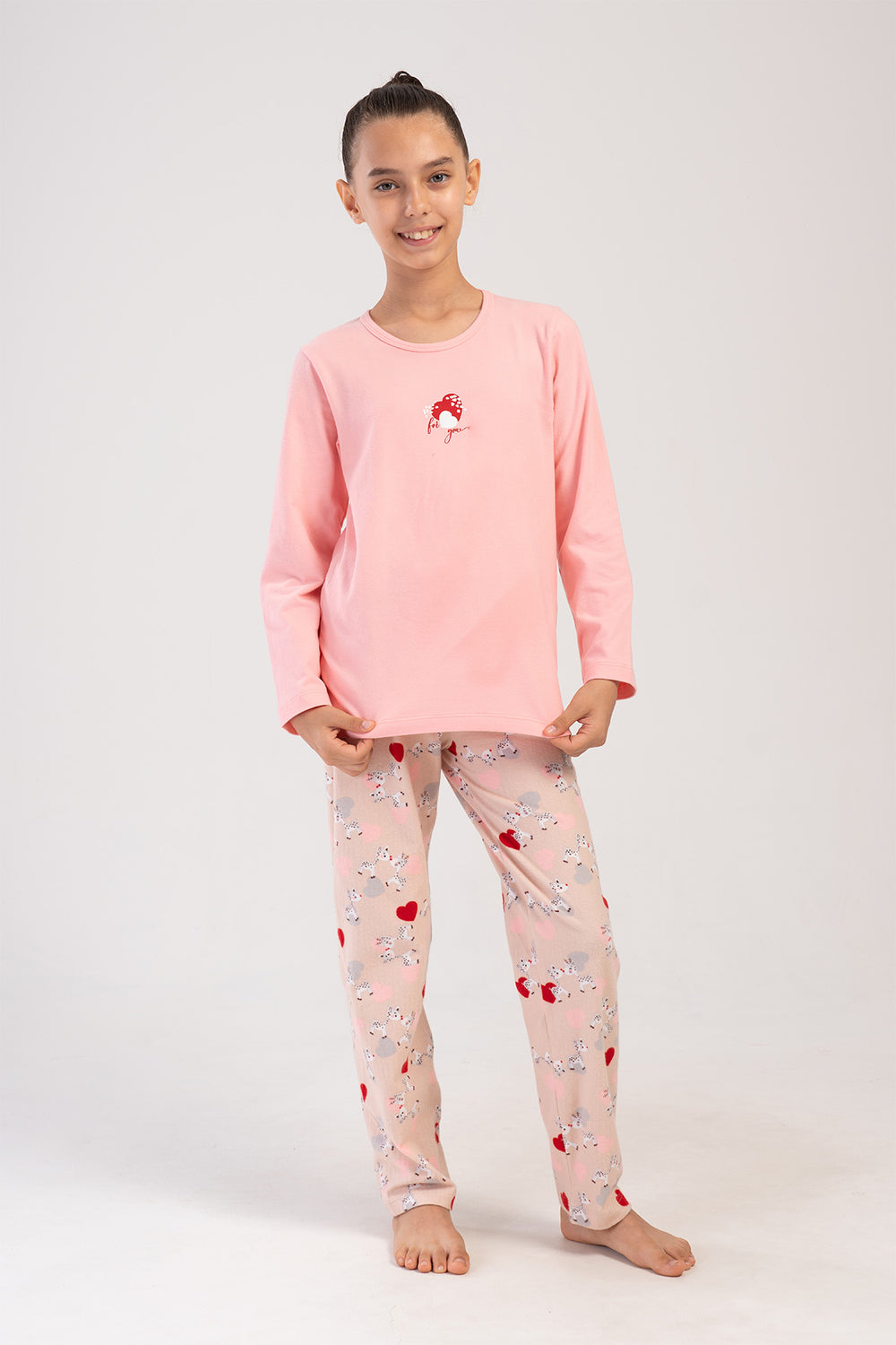 KIZ COCUK LYC SUPREM UZUN KOL PIJAMA TAKIM(7 - 8/13 - 14) 404019 - Vienetta1.GrupAÇIK PEMBE