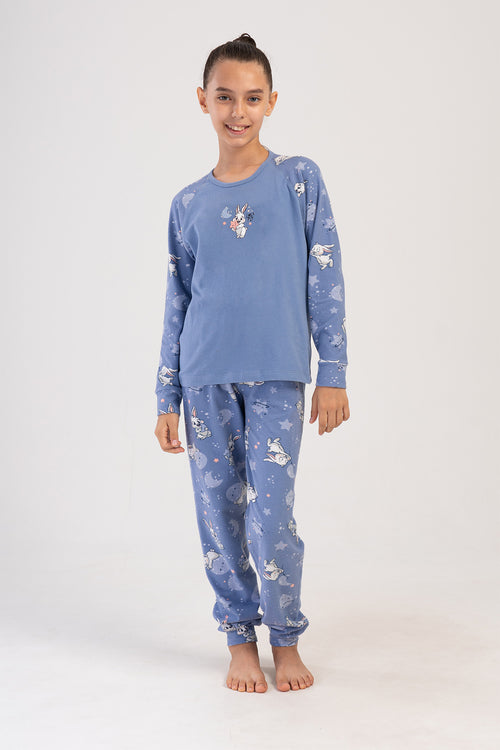 KIZ COCUK LYC SUPREM UZUN KOL PIJAMA TAKIM(7 - 8/13 - 14) 404032 - Vienetta1.GrupMAVI