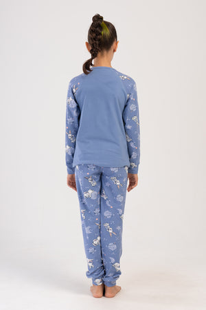 KIZ COCUK LYC SUPREM UZUN KOL PIJAMA TAKIM(7 - 8/13 - 14) 404032 - Vienetta1.GrupMAVI