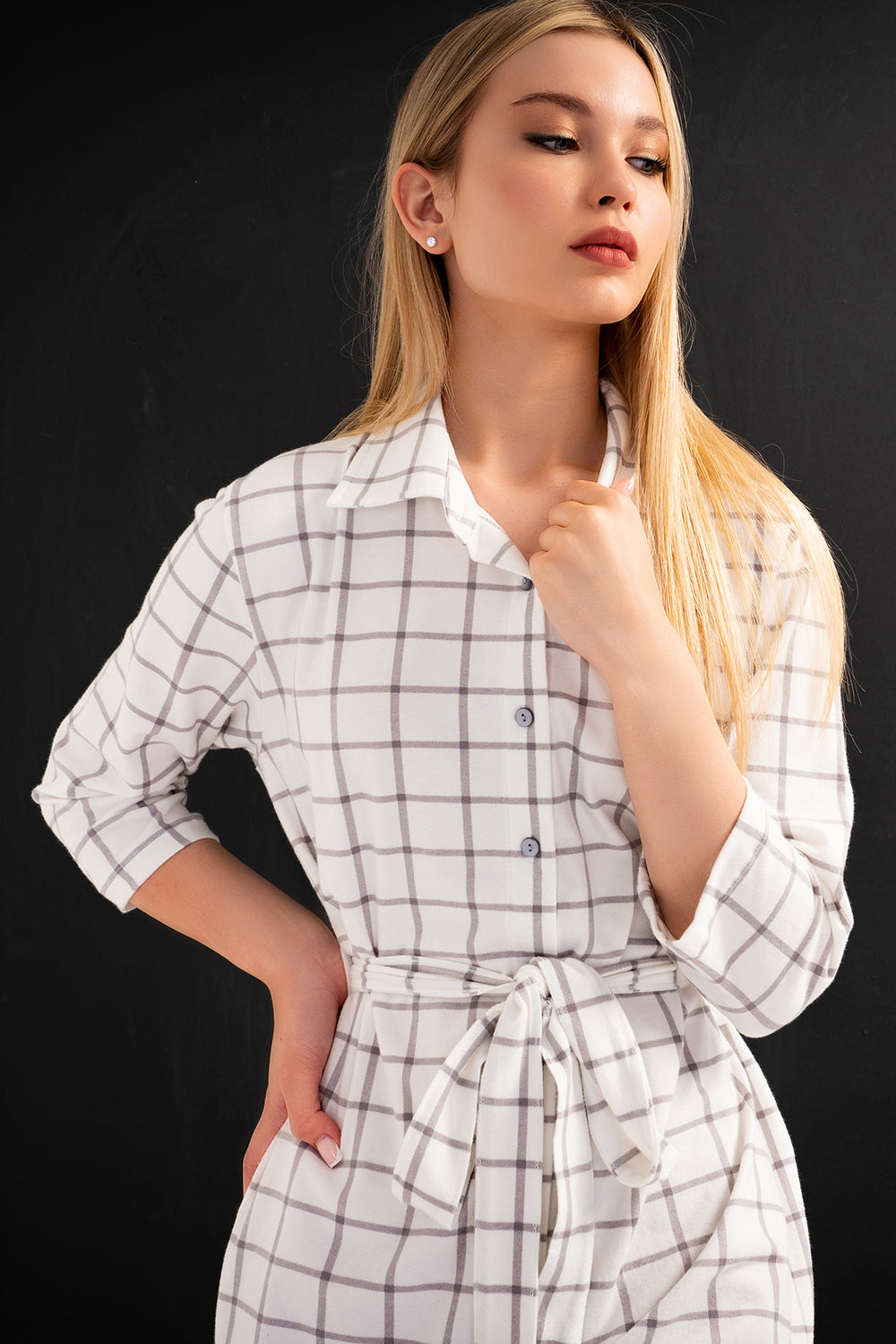 KADIN LYC SUPREM 3/4 KOL TAMAMI DUGMELI GOMLEK TUNIK 404041 - Vienetta1.GrupKIRIK BEYAZ