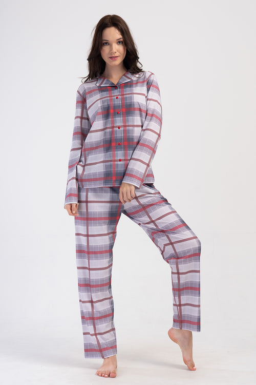 KADIN SUPREM XXL TAMAMI DUGMELI UZUN KOL PIJAMA TAKIM 404056 - Vienetta1.GrupGRI