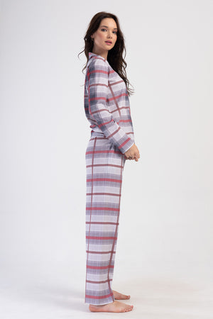 Woman Supreme Big Size Red Plaid Pyjama Set