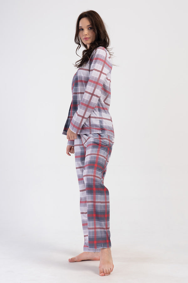 Woman Supreme Big Size Red Plaid Pyjama Set