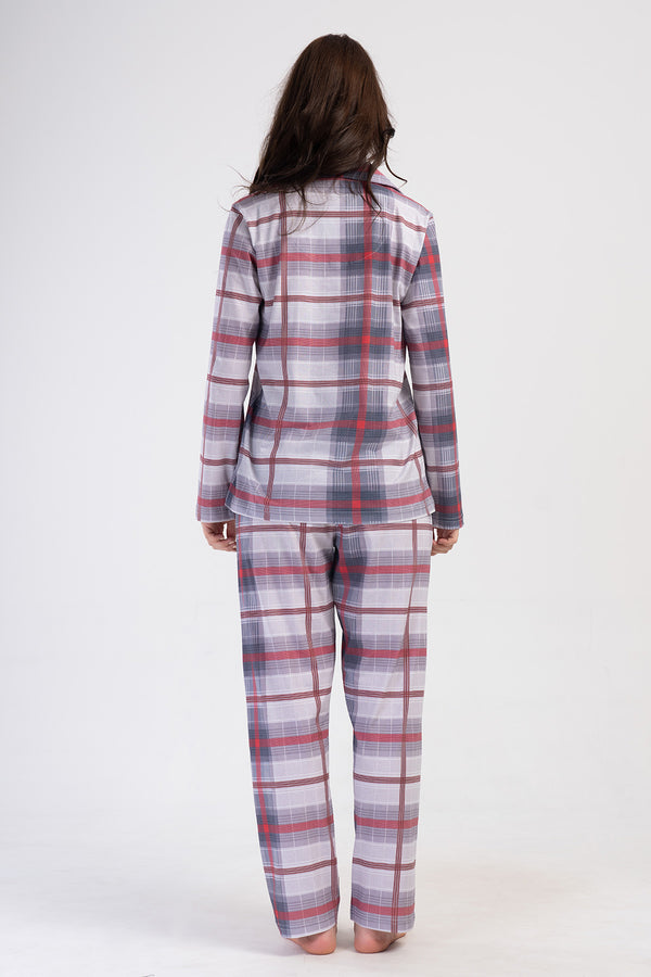 KADIN SUPREM XXL TAMAMI DUGMELI UZUN KOL PIJAMA TAKIM 404056 - Vienetta1.GrupGRI