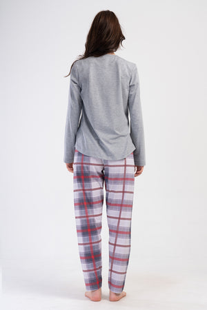 KADIN SUPREM XXL UZUN KOL PIJAMA TAKIM 404058 - Vienetta1.GrupGRAY MELANGE