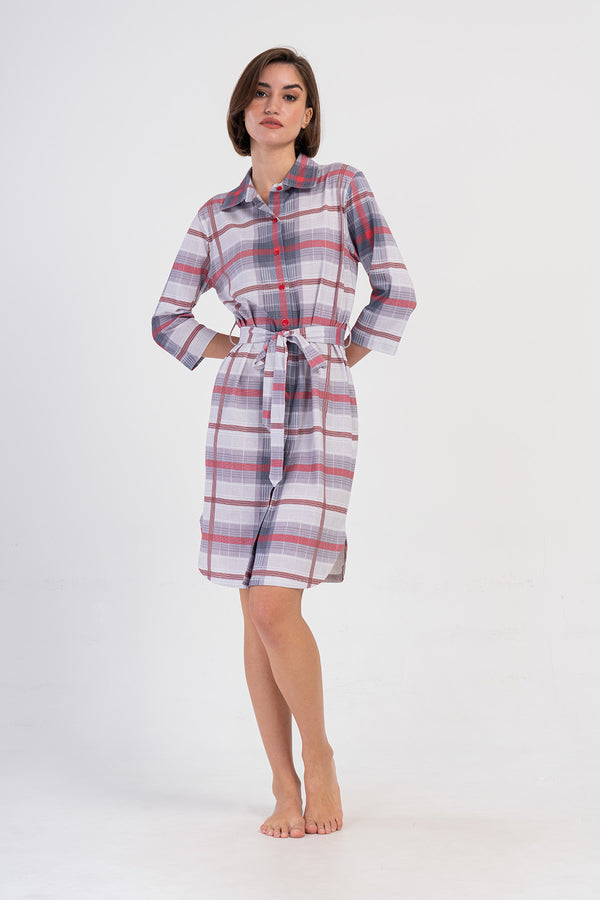 KADIN SUPREM 3/4 KOL TAMAMI DUGMELI GOMLEK TUNIK 404061 - Vienetta1.GrupGRI