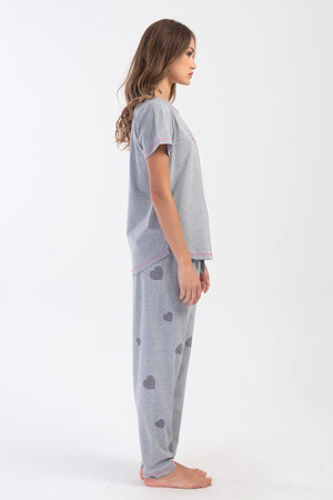 KADIN SUPREM XXL KISA KOL PIJAMA TAKIM 404064 - Vienetta1.GrupGRAY MELANGE