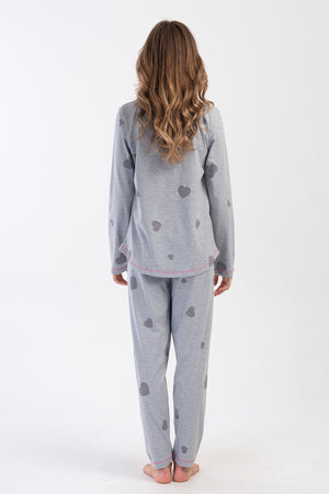 KADIN SUPREM XXL UZUN KOL PIJAMA TAKIM 404066 - Vienetta1.GrupGRAY MELANGE