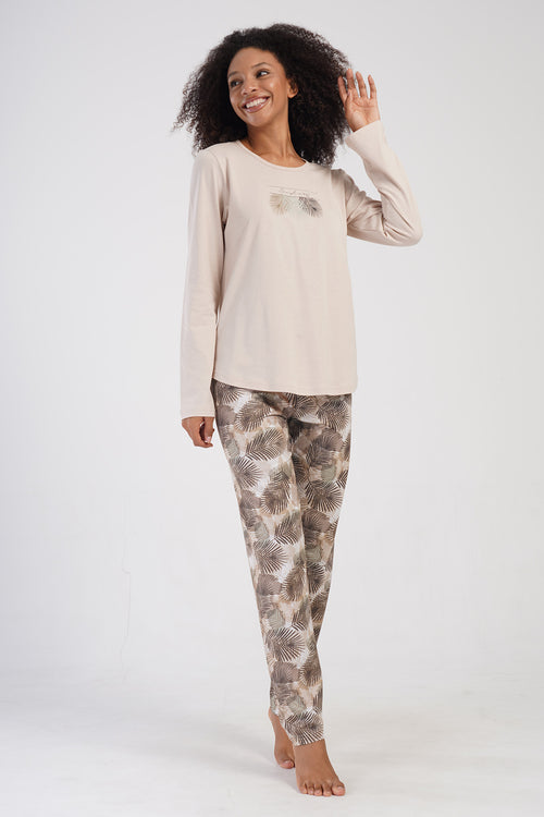 KADIN SUPREM XXL UZUN KOL PIJAMA TAKIM 404105 - Vienetta1.GrupBEJ