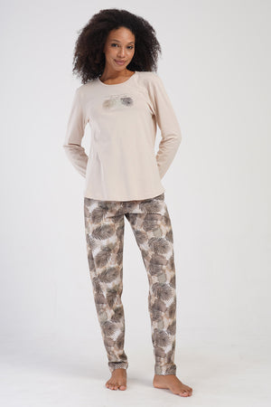 KADIN SUPREM XXL UZUN KOL PIJAMA TAKIM 404105 - Vienetta1.GrupBEJ