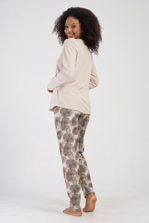 KADIN SUPREM XXL UZUN KOL PIJAMA TAKIM 404105 - Vienetta1.GrupBEJ