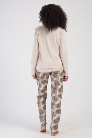 KADIN SUPREM XXL UZUN KOL PIJAMA TAKIM 404105 - Vienetta1.GrupBEJ