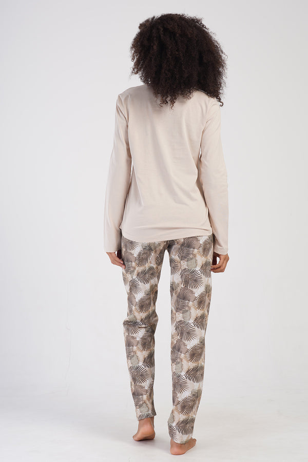 KADIN SUPREM XXL UZUN KOL PIJAMA TAKIM 404105 - Vienetta1.GrupBEJ