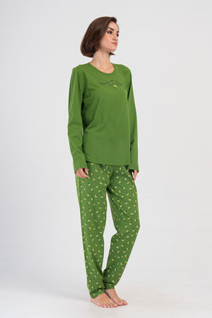 Woman Bright Green Supreme Big Size Pyjama Set