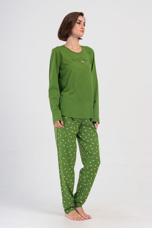 Woman Bright Green Supreme Big Size Pyjama Set