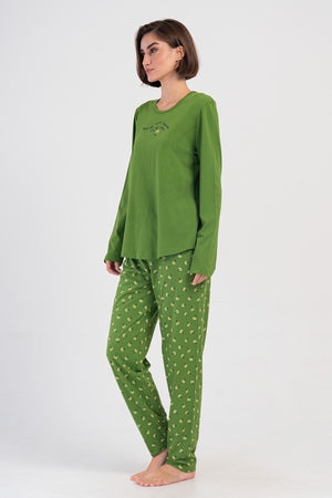 Woman Bright Green Supreme Big Size Pyjama Set