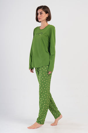 Woman Bright Green Supreme Big Size Pyjama Set