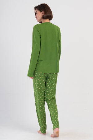 Woman Bright Green Supreme Big Size Pyjama Set