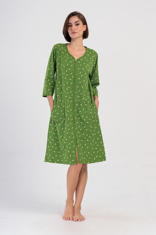 KADIN SUPREM XXL 3/4KOL EV ELBISESI 405012 - Vienetta1.GrupYESIL