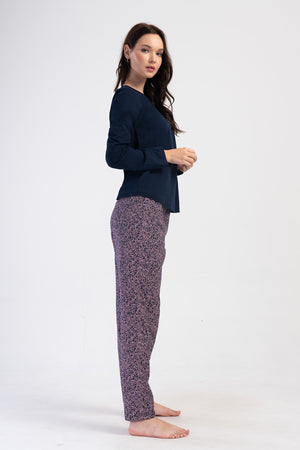 KADIN SUPREM XXL UZUN KOL PIJAMA TAKIM 405016 - Vienetta1.GrupY.LACIVERT