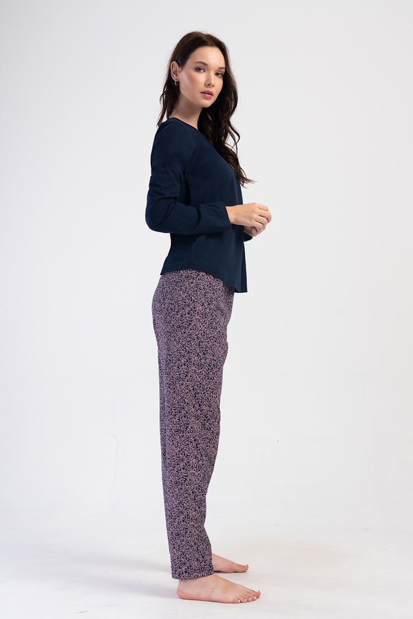 KADIN SUPREM XXL UZUN KOL PIJAMA TAKIM 405016 - Vienetta1.GrupY.LACIVERT