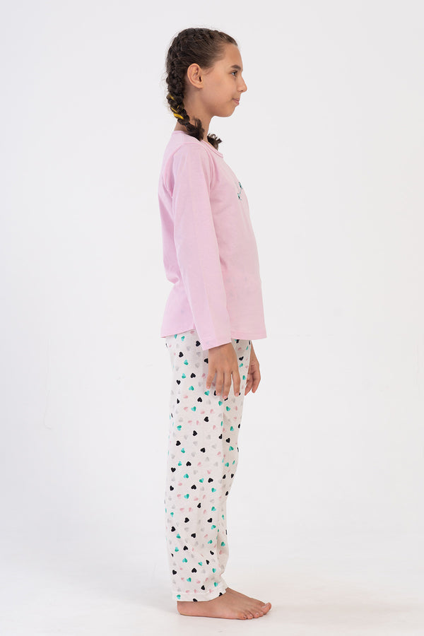 KIZ COCUK SUPREM UZUN KOL PIJAMA TAKIM(9 - 10/15 - 16) 405070 - Vienetta1.GrupPEMBE