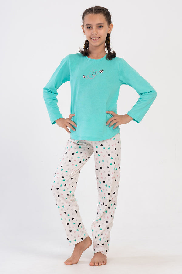 KIZ COCUK SUPREM UZUN KOL PIJAMA TAKIM(9 - 10/15 - 16) 405070 - Vienetta1.GrupMINT