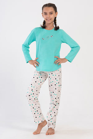 KIZ COCUK SUPREM UZUN KOL PIJAMA TAKIM(9 - 10/15 - 16) 405070 - Vienetta1.GrupMINT
