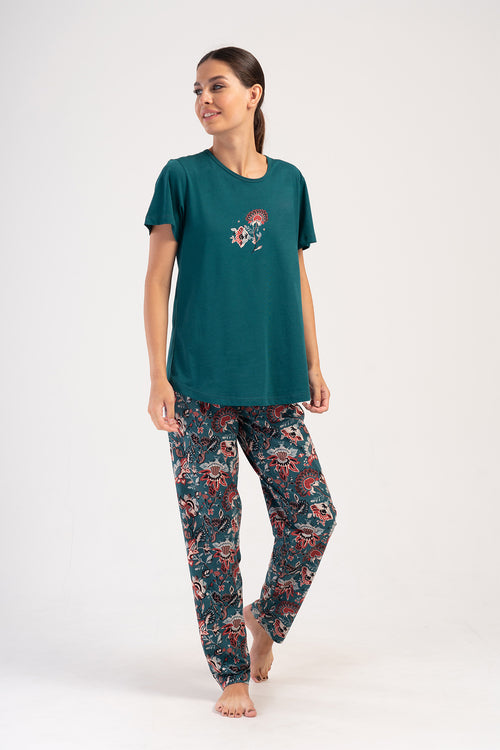 KADIN BATTAL XXL KISA KOL PIJAMA TAKIM 405076 - Vienetta1.GrupPETROL