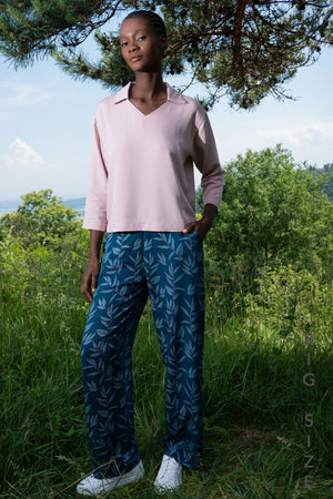 Woman Vela Viscon Big Size Shirt Neck Pant Set
