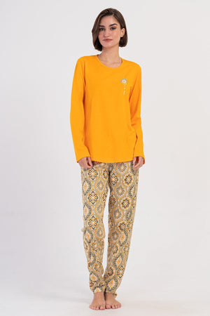 KADIN SUPREM XXL UZUN KOL PIJAMA TAKIM 405178 - Vienetta1.GrupTURUNCU