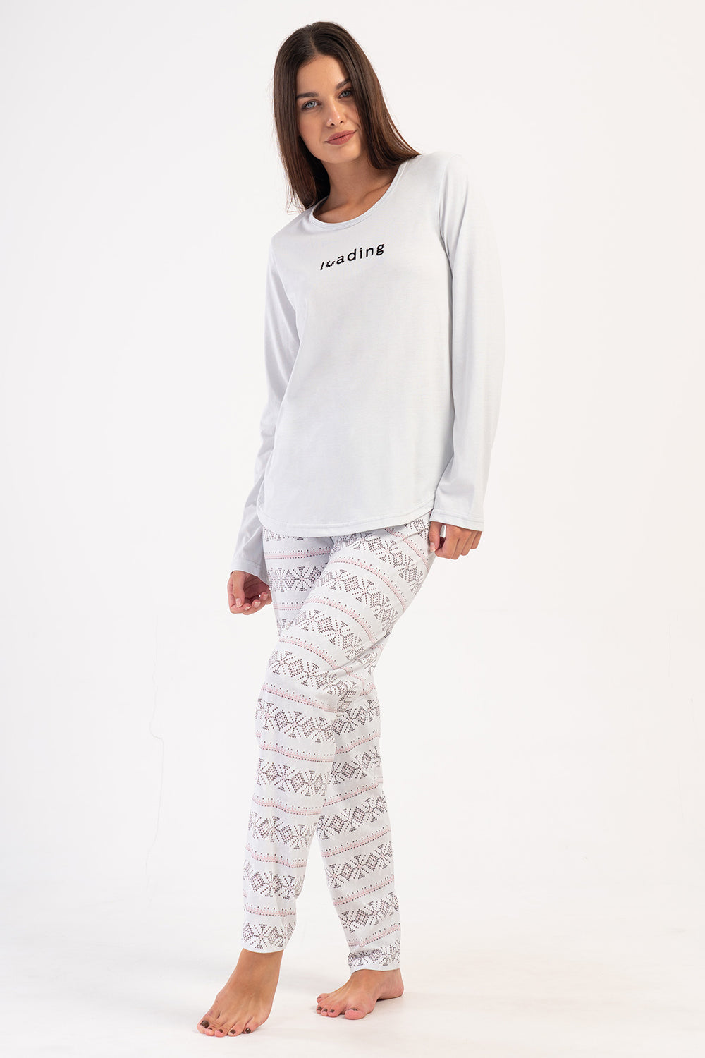 KADIN SUPREM UZUN KOL PIJAMA TAKIM 405179 - Vienetta1.GrupGRI