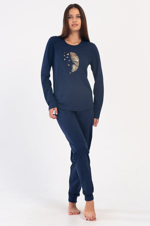 KADIN SUPREM XXL UZUN KOL PIJAMA TAKIM 405187 - Vienetta1.GrupLACIVERT