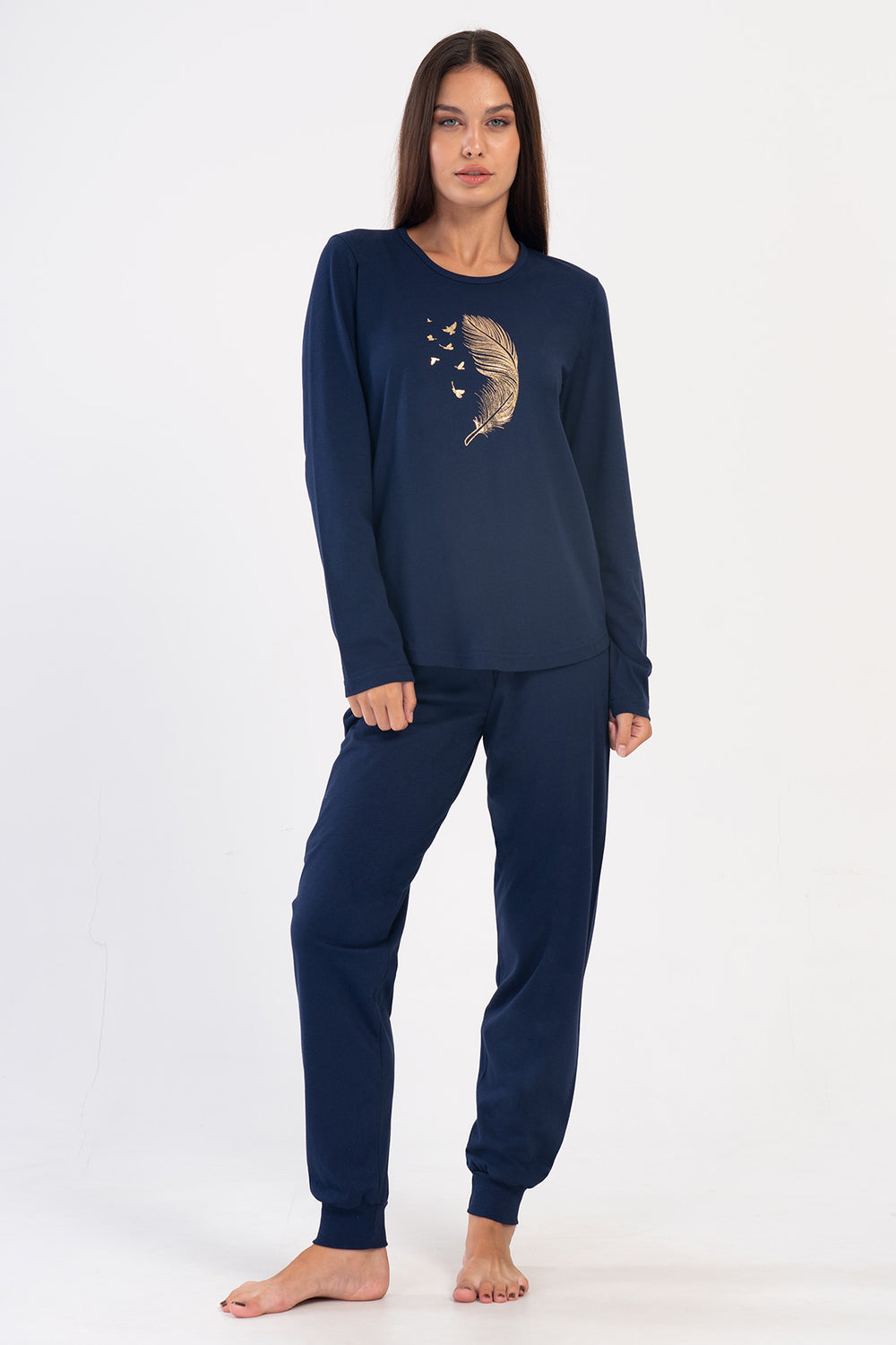 KADIN SUPREM XXL UZUN KOL PIJAMA TAKIM 405187 - Vienetta1.GrupLACIVERT