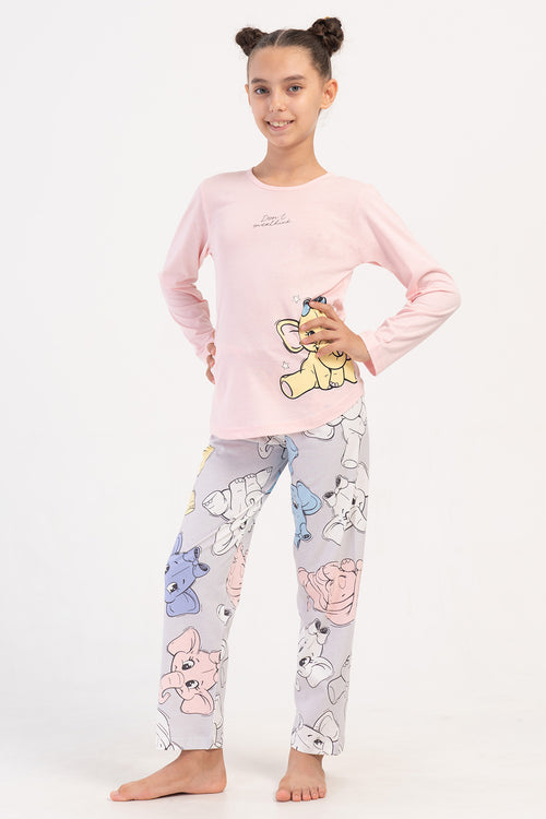 KIZ COCUK SUPREM UZUN KOL PIJAMA TAKIM(9 - 10/15 - 16) 405230 - Vienetta1.GrupAÇIK PEMBE
