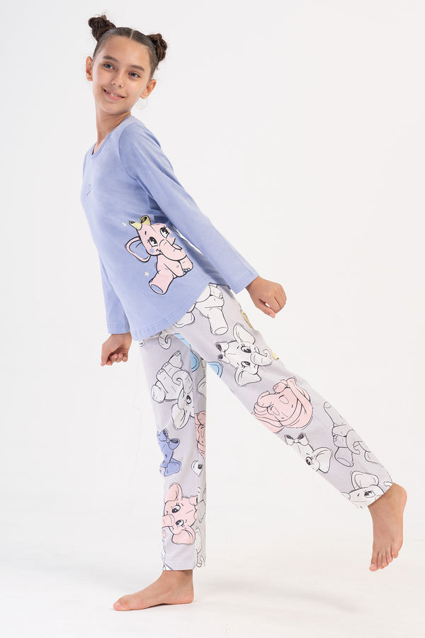 KIZ COCUK SUPREM UZUN KOL PIJAMA TAKIM(9 - 10/15 - 16) 405230 - Vienetta1.GrupA.MAVI