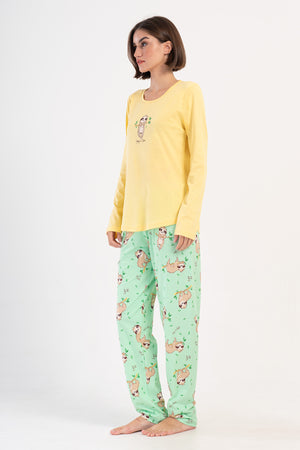 KADIN P.SUPREM O YAKA UZUN KOL ETEGI OVAL PIJAMA TAKIM