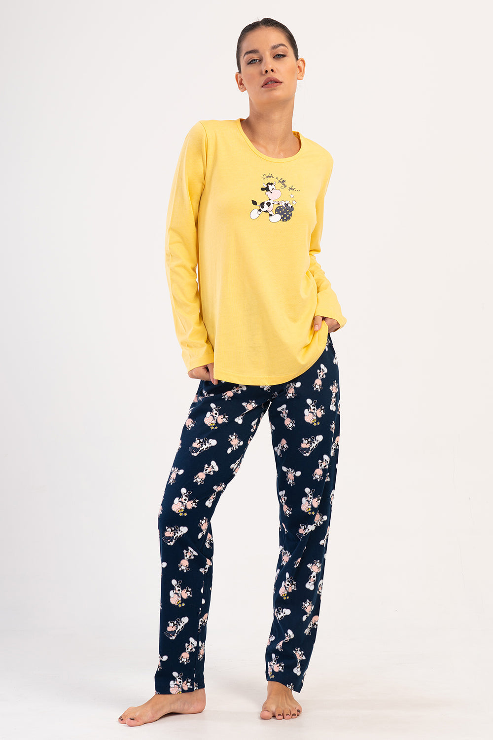 KADIN P.SUPREM O YAKA UZUN KOL ETEGI OVAL PIJAMA TAKIM