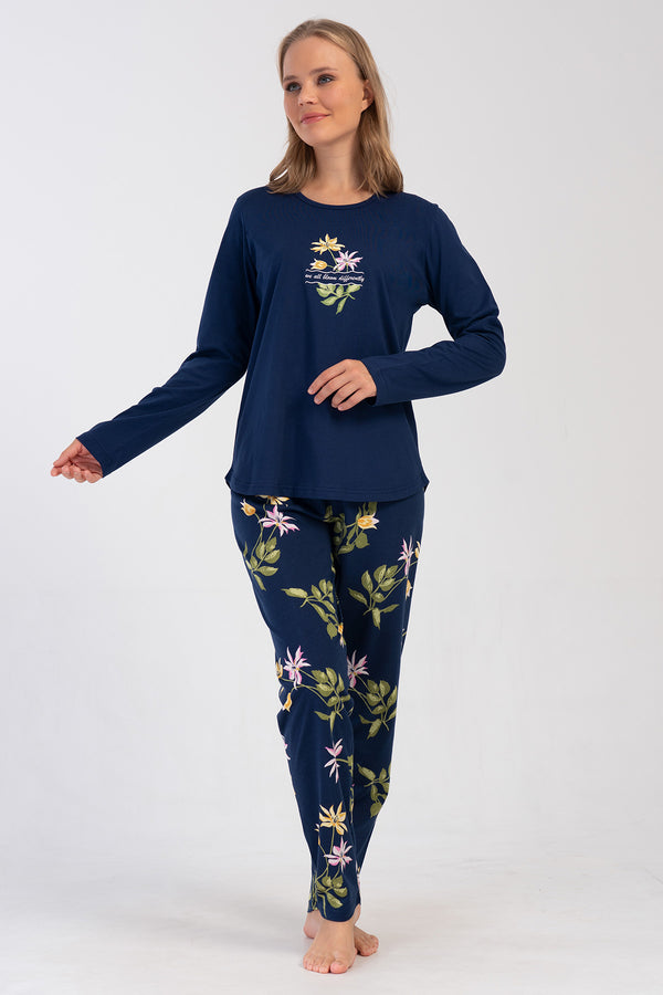 KADIN SUPREM XXL UZUN KOL PIJAMA TAKIM 405241 - Vienetta1.GrupY.LACIVERT