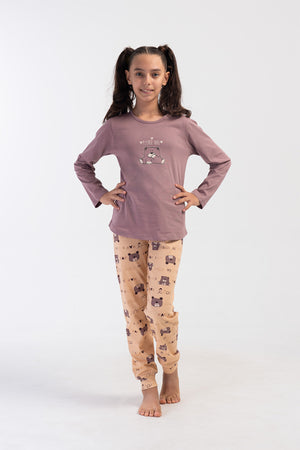 KIZ COCUK SUPREM UZUN KOL PIJAMA TAKIM(9 - 10/15 - 16) 405293 - Vienetta1.GrupKAHVE