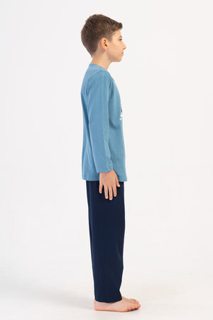 ERKEK COCUK SUPREM UZUN KOL PIJAMA TAKIM(9/10 - 15/16) 405310 - Vienetta1.GrupAÇIK LACIVERT