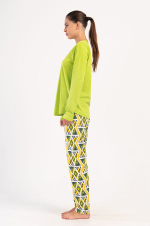 KADIN SUPREM XXL UZUN KOL PIJAMA TAKIM 405333 - Vienetta1.GrupYESIL