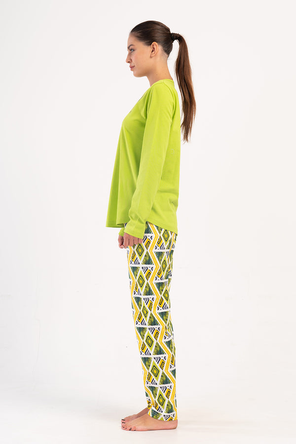KADIN SUPREM XXL UZUN KOL PIJAMA TAKIM 405333 - Vienetta1.GrupYESIL