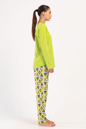 KADIN SUPREM XXL UZUN KOL PIJAMA TAKIM 405333 - Vienetta1.GrupYESIL