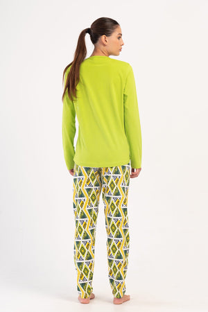 KADIN SUPREM XXL UZUN KOL PIJAMA TAKIM 405333 - Vienetta1.GrupYESIL