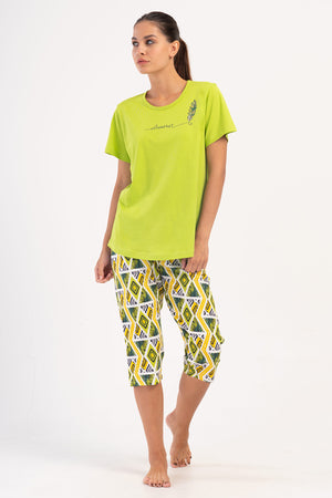 Woman Supreme Big Size Neon Capri Set