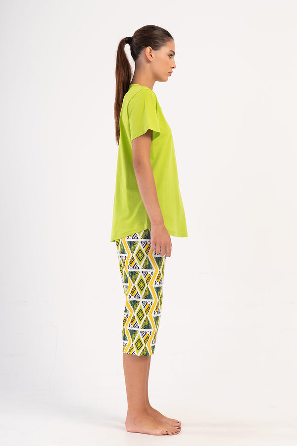 Woman Supreme Big Size Neon Capri Set