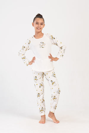 KIZ COCUK SUPREM UZUN KOL PIJAMA TAKIM(3 - 4/7 - 8) 405338 - Vienetta1.GrupKREM